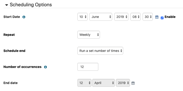 2. Schedule Occurences